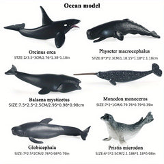 6pcs Marine Life Model Fish Animal Toys Shark Killer Whale Ornaments