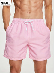 Men's Floral Pattern Print Sports Shorts with Zipper Pocket