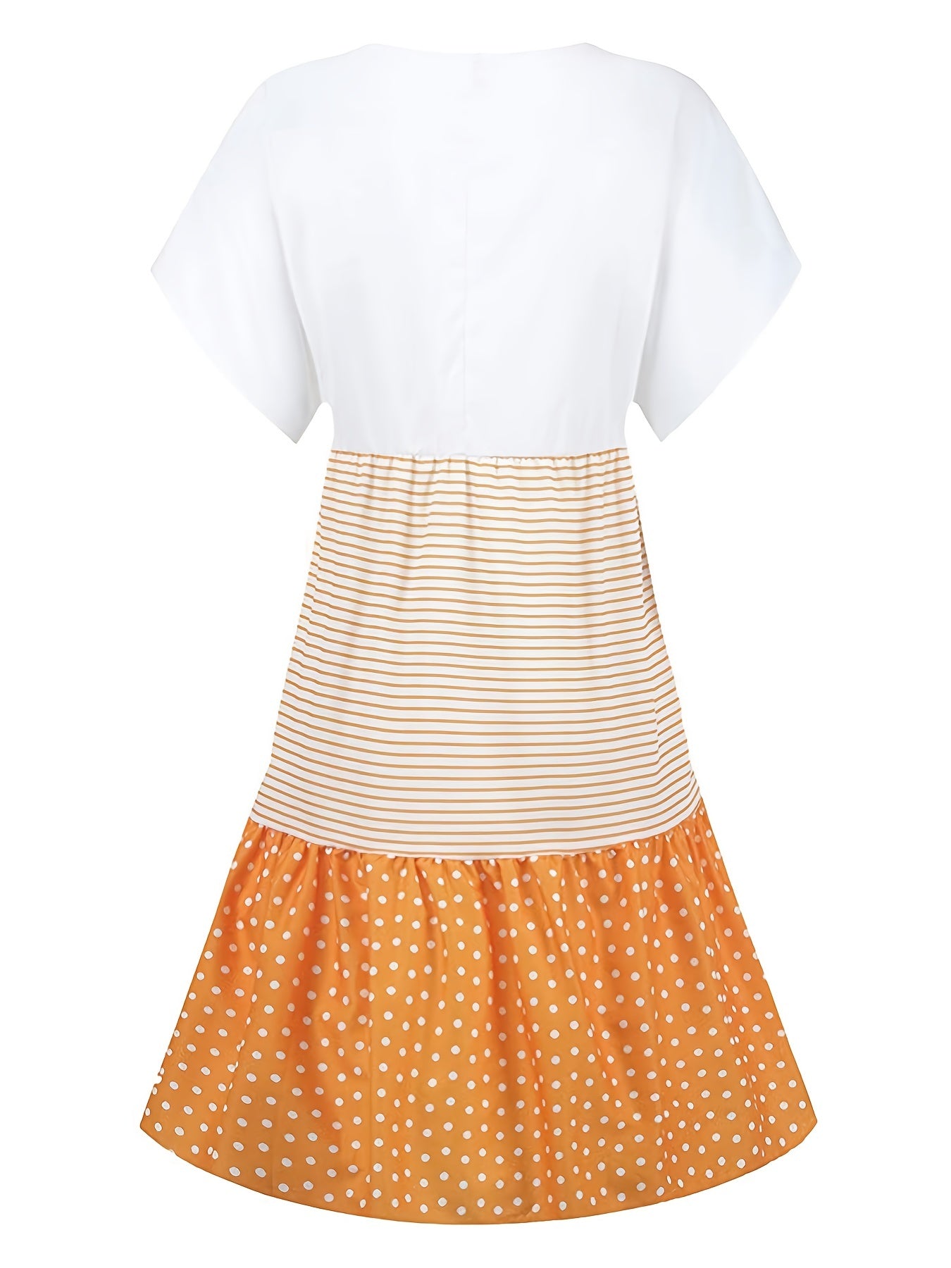 Colorblock Strip V Neck Dress