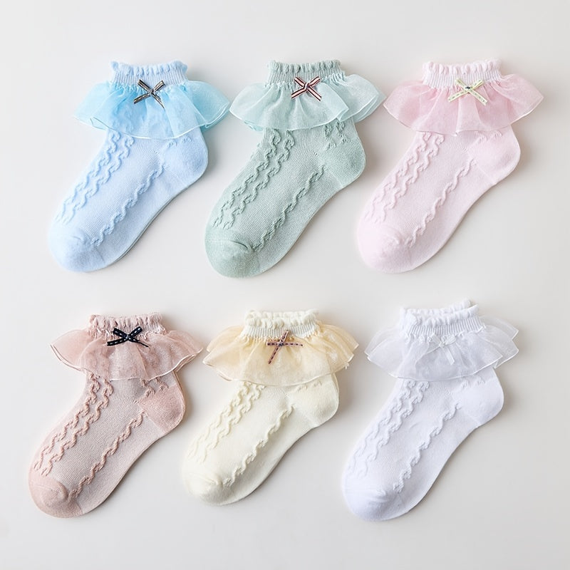6 Pairs Toddler Girls Lace Flower Dance Socks