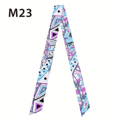 Chain Print Skinny Scarf Long Ribbon Neckerchief French Style Twilly Scarf