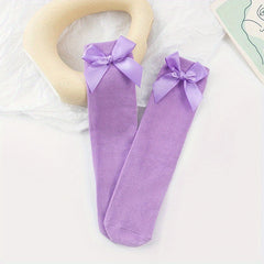 Girls Kids Bow Princess Knee High Socks Dress Breathable Comfy Pile Socks