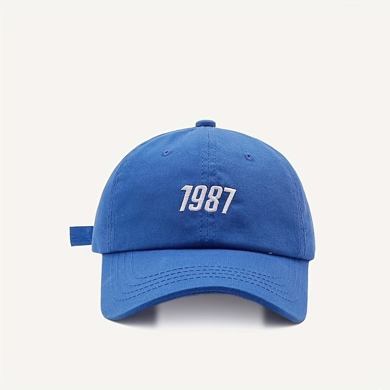 Embroidered Baseball Cap 1987 Sunshade Soft Top Peaked Hat
