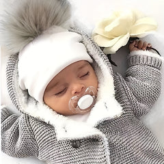 Faux Fur Pom Pom Baby Hat for Newborn Photos