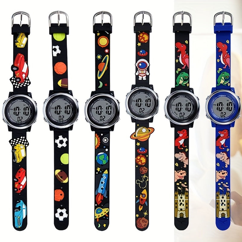 Cartoon Print Round Dial Silicone Watch Quartz Watch