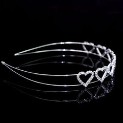 Heart Rhinestone Double Hair Band Bridal Wedding Headdress