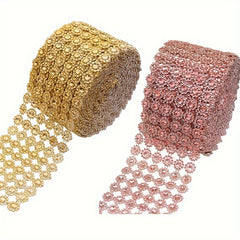 Golden Mesh Ribbon Wrap Sunflower Crystal Rhinestone Sparkle Ribbon