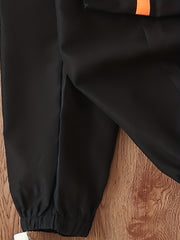 Boys Smiling Print Cargo Pants Elastic Waist Jogger