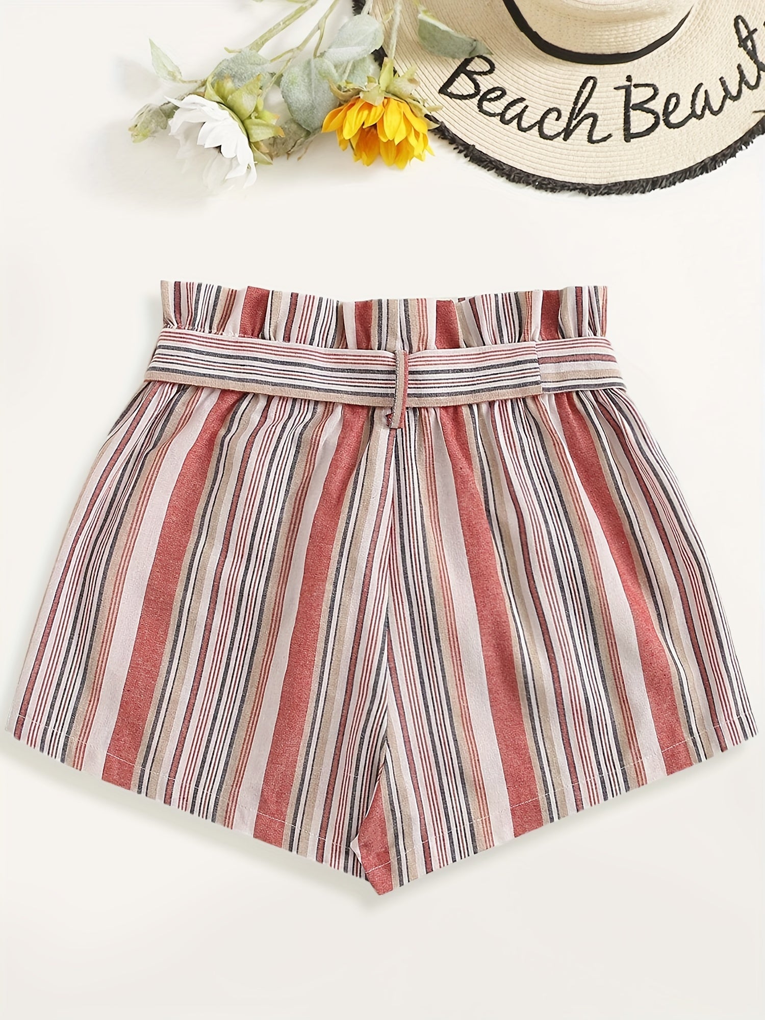 Striped Tie Waist Shorts Boho Shorts for Spring & Summer