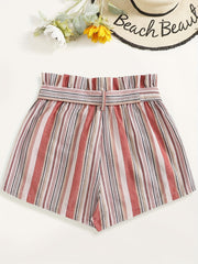 Striped Tie Waist Shorts Boho Shorts for Spring & Summer