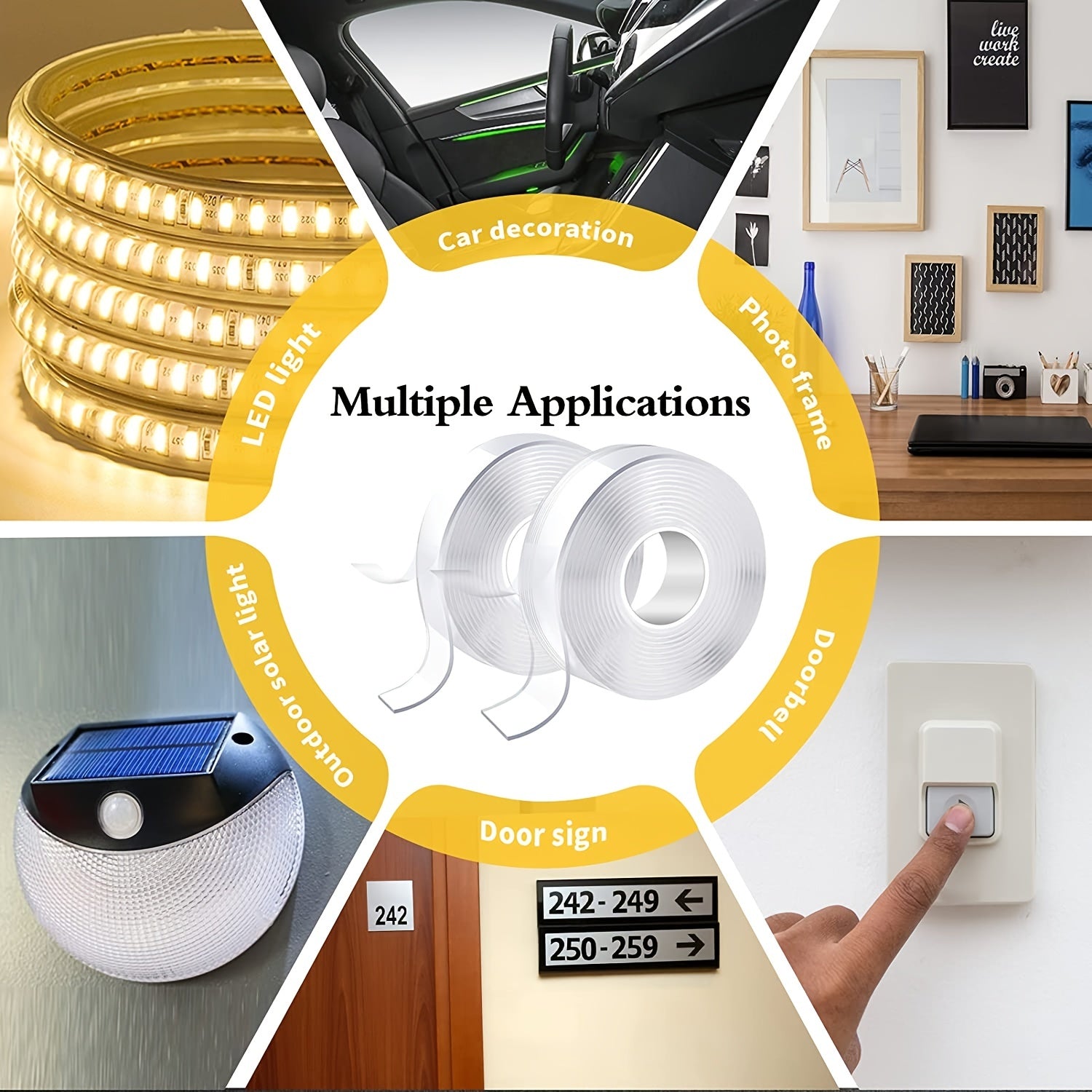 Heavy Duty Double Sided Mounting Tape Strong Grip Clear Gel Tape