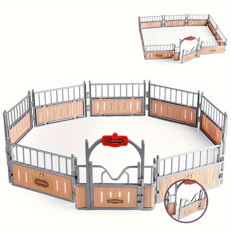 Farm Scene Model Set with Rustic Fence & Animals