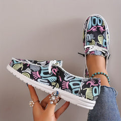 Women's Abstract Pattern Loafers Casual Canvas Shoes