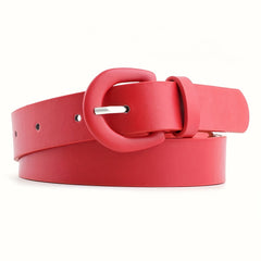 D Shape Buckle Belt Pu Leather for Women Girls