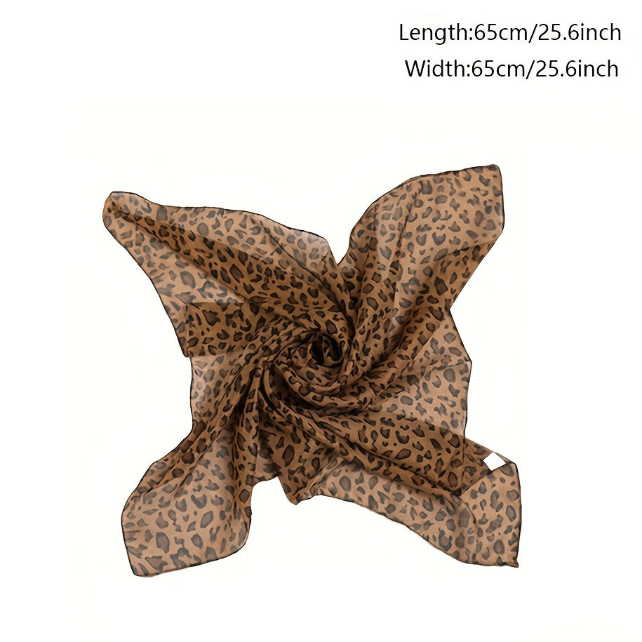 Leopard Bandana Chiffon Scarf Neck Neckerchief Polyester Head Wrap Charm