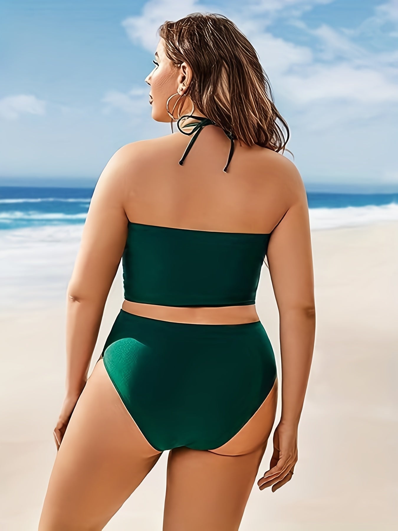 Colorblock Halter Bikini Set
