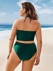 Colorblock Halter Bikini Set