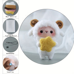 DIY Sheep Wool Felt Doll Kit - Needle Felting for Beginners