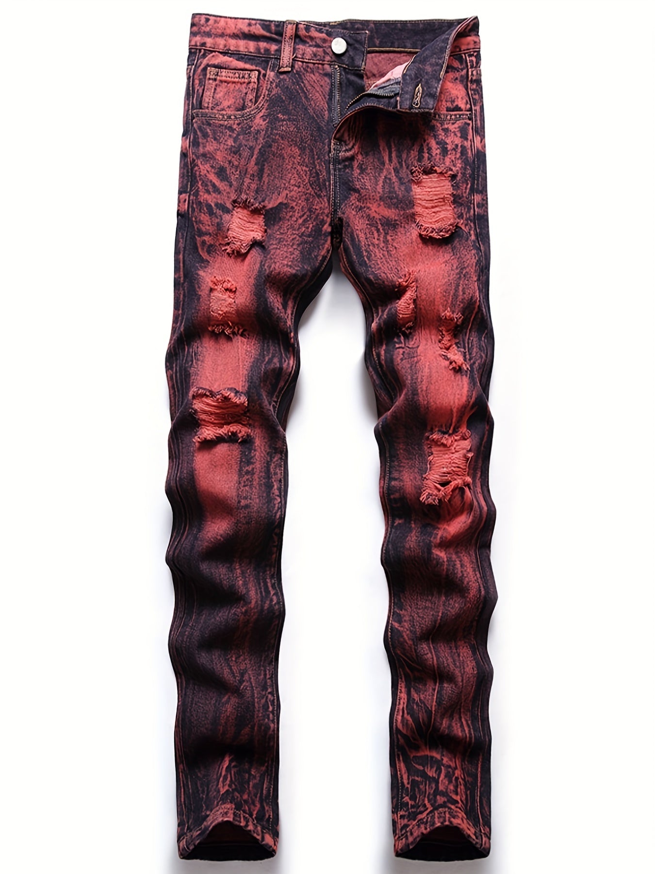 Boys Ripped Tie Dye Jeans Slim Fit Denim Pants