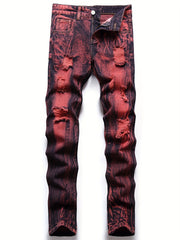 Boys Ripped Tie Dye Jeans Slim Fit Denim Pants