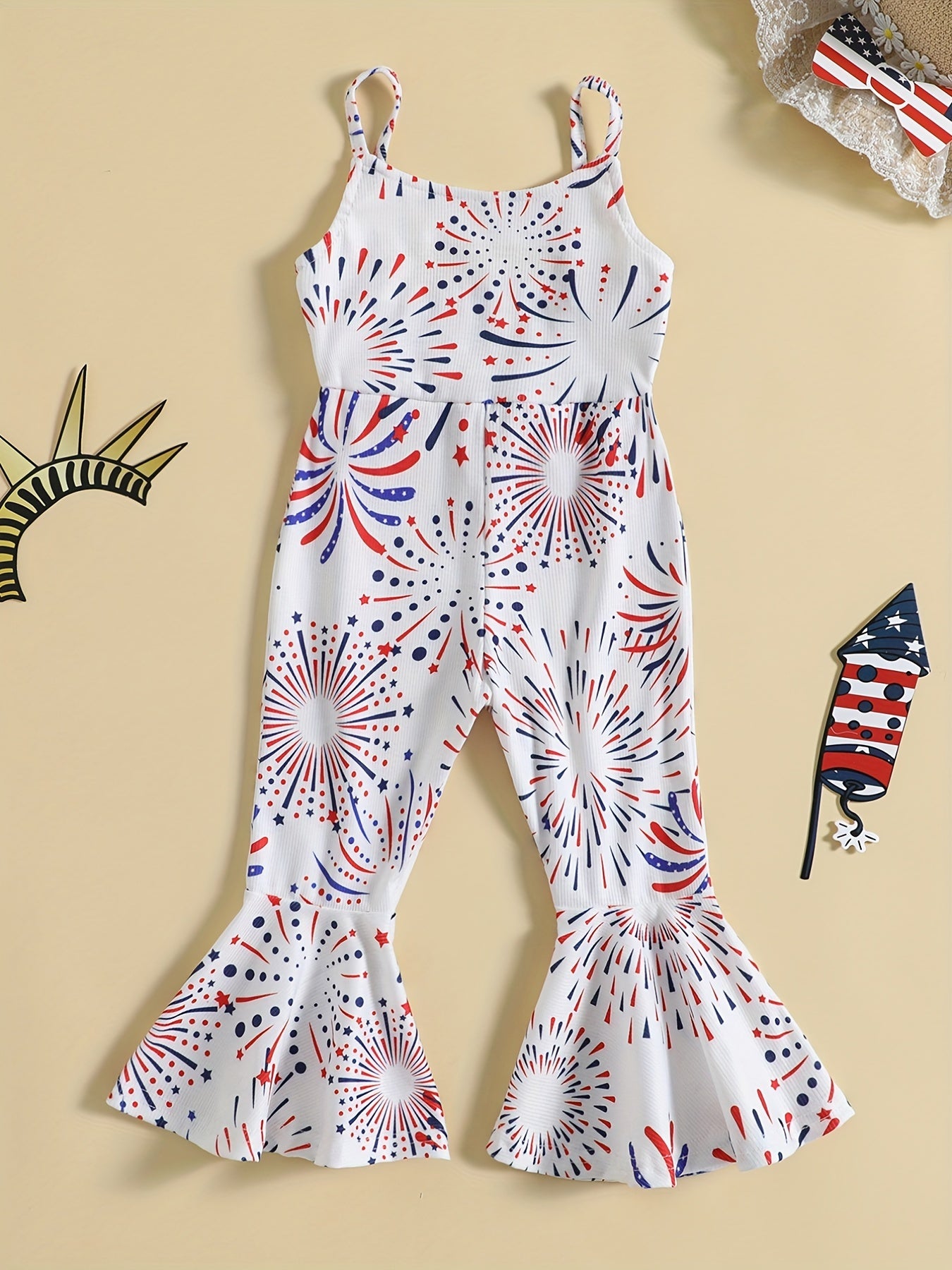 Girls' Cow Print Flare Bell Bottom Jumpsuit Vacation Outfit