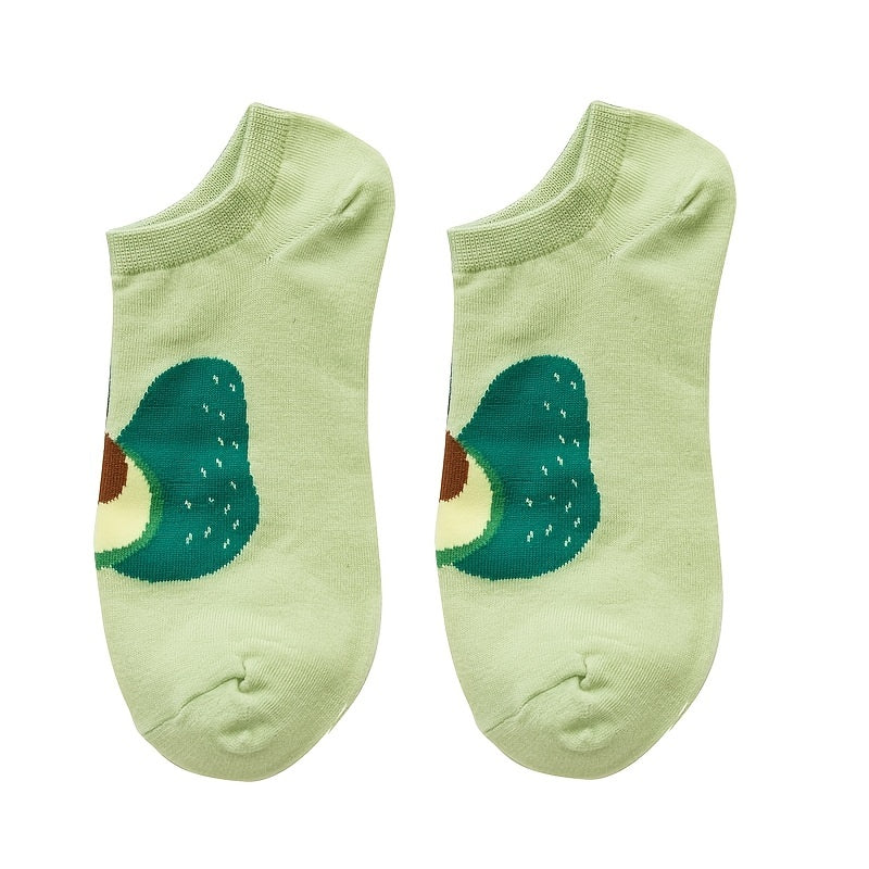 6 Pairs Women Socks Ankle Sock Fruits Pattern Boat Short Socks