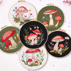 Mushroom Embroidery Kit - DIY Embroidery Material Bag Set