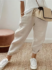 Solid Drawstring Pants with Dual Pockets Women's Clothing