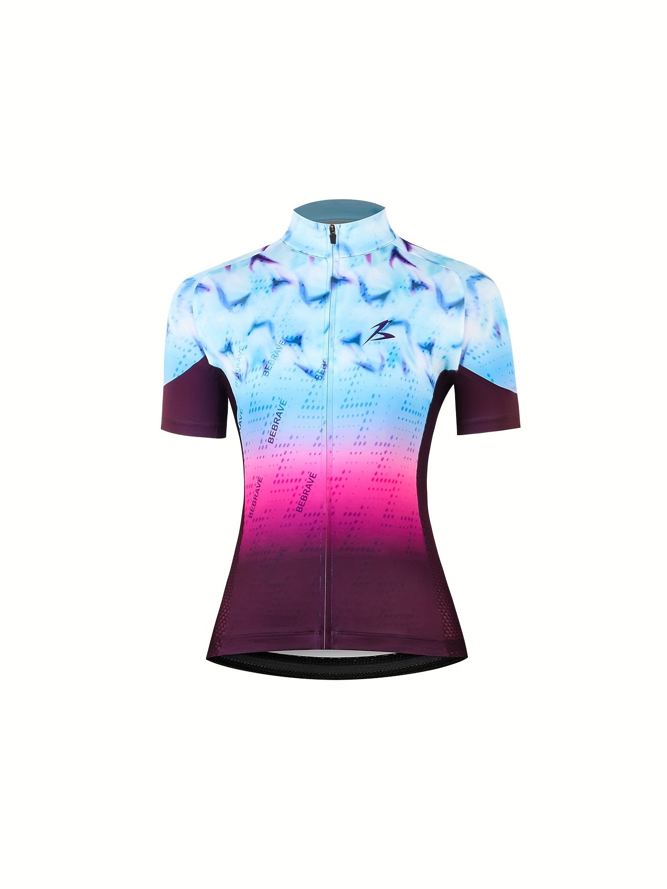 Women's Cycling Shirt Moisture Wicking Fantasy Block Zipper Short Sleeves