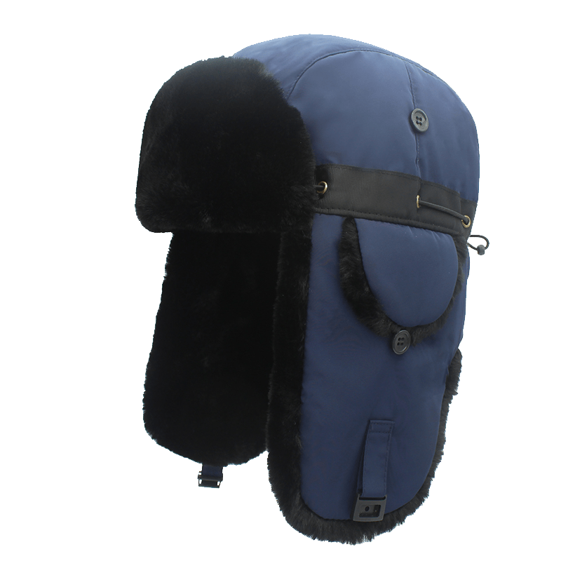 Mens Pilot Cap Plus Velvet Thick Ear Protection Winter Warm Bombing Cap