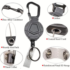 Portable Heavy Duty Retractable Keychain with Steel Wire Rope for Outdoor