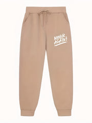 Never Again Print Joggers With Pockets Men s Drawstring Pants