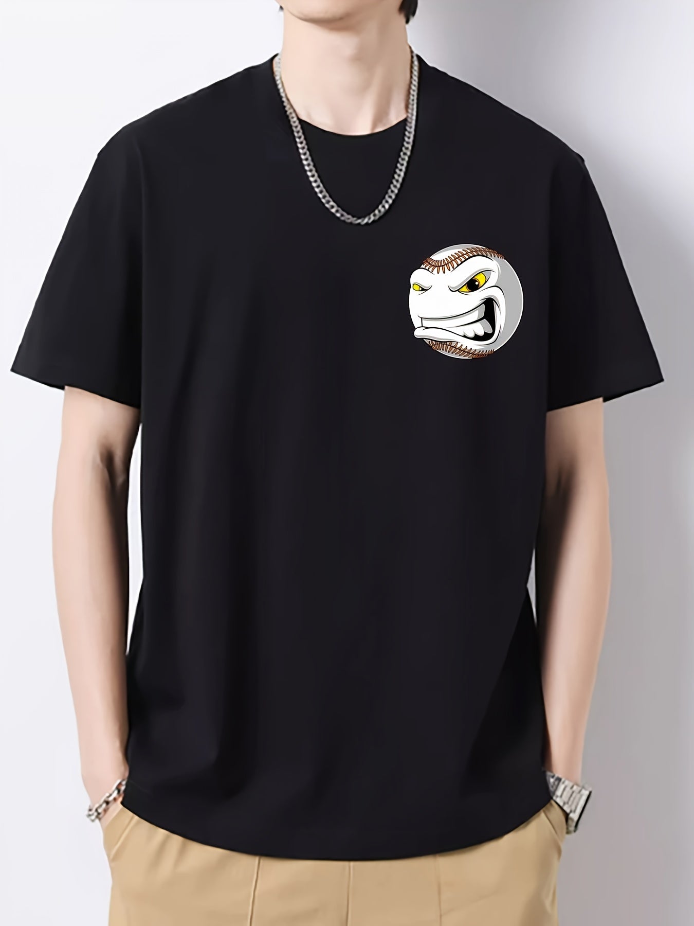 Men's Ball Print Graphic Cotton Crew Neck Active T-shirt