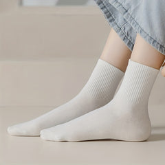 12 Pairs Solid Crew Socks Women's Mid Tube Stockings