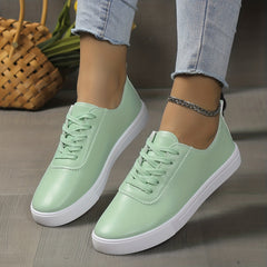 Women's Flat Skate Shoes Lace Up Sneakers Casual Walking Shoes
