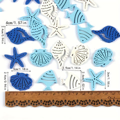 50pcs Mediterranean Wooden Craft Shapes for Beach Weddings Coastal Home Decor
