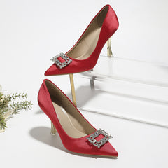 Purple Rhinestone Stiletto Heels Point Toe Party Pumps