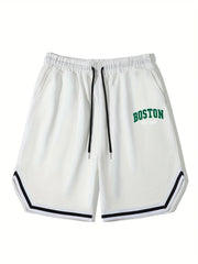 Men's Boston Graphic Drawstring Streetwear Shorts