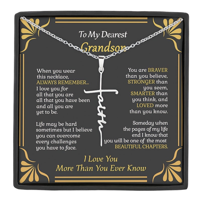 Faith Letter Pendent Necklace for Grandson