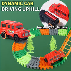 165pcs 3D Soft Rail Track Car DIY Assembled Dinosaur Sticker