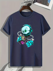 Cartoon Painting Print Men's Graphic T-shirt for Summer