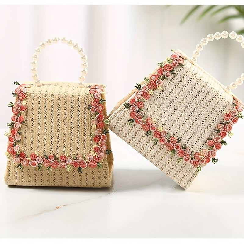 Laciness Crossbody Bag With Pearl Handle and Shoulder Strap