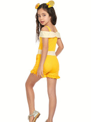 Girls Princess Jumper Jumpsuit Rose Sequin Carnival Summer Costume