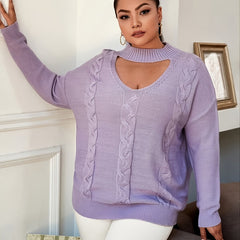 Long Sleeve Cut Out Sweater Medium Stretch