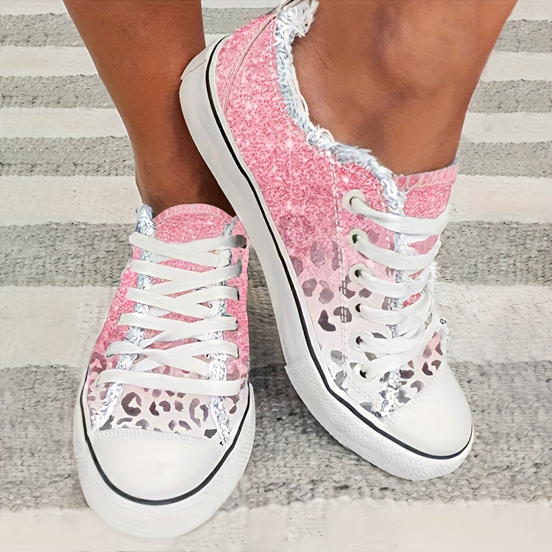 Women's Lightweight Flat Skate Shoes Lace Up Casual Sports Shoes