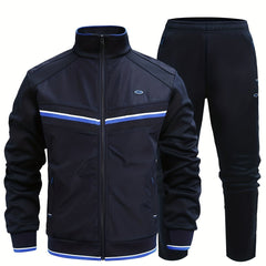 Men's Sports Suit Striped Jacket & Solid Pants