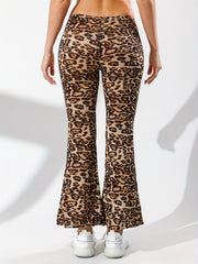 Leopard Print Flared Yoga Pants Women's Activewear