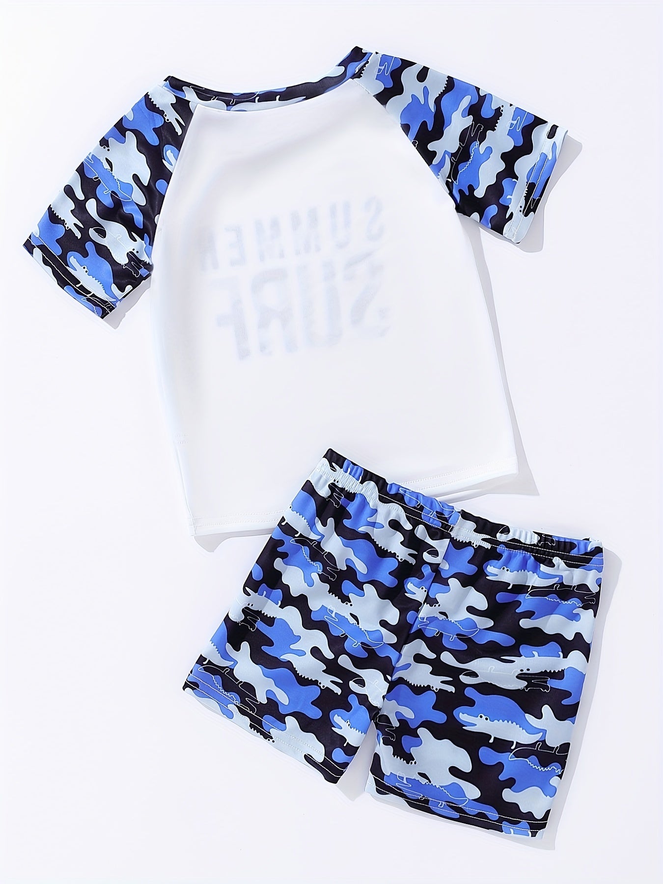 Boys Camo Surf Swimwear Set for Summer Beach Vacation