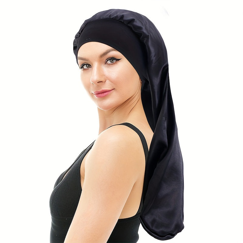 Long Hair Satin Bonnet Soft Hair Bonnet Head Wrap Elastic Turban Hats