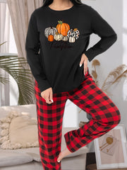 Leopard Pumpkin Print Pajama Set